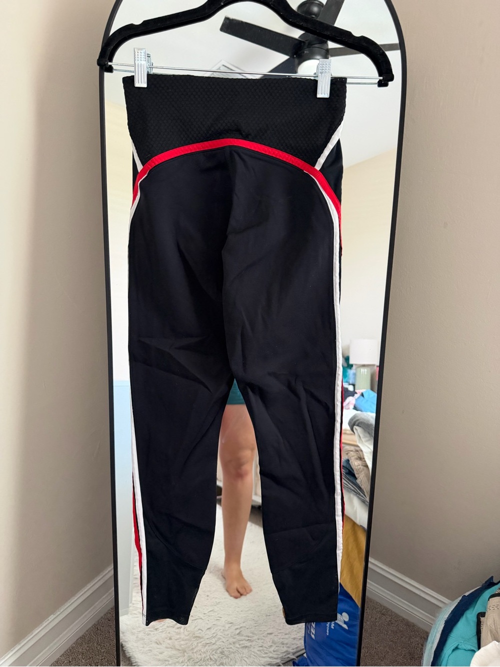 Nike Black Leggings with Red & White Side Stripes - Picture 10 of 10